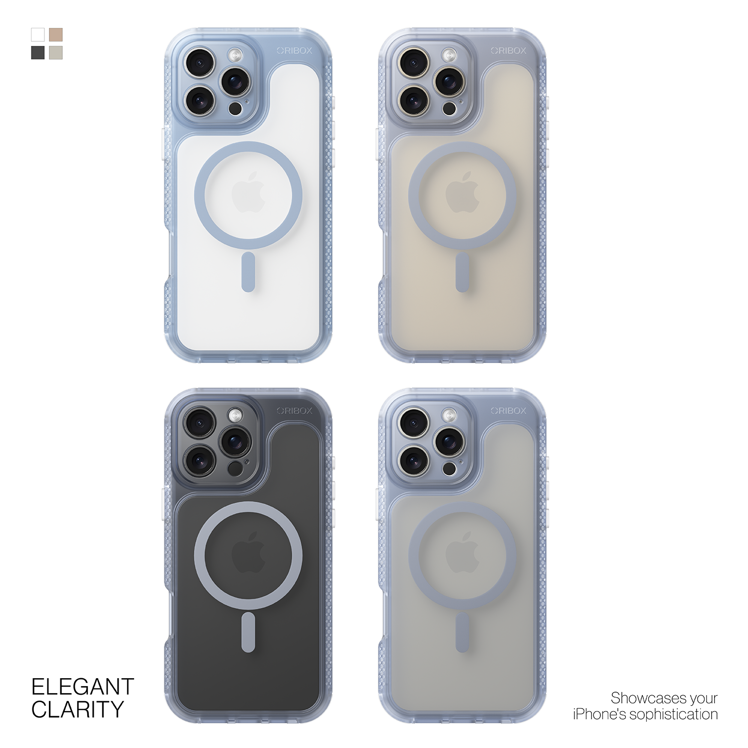 ORIbox Seralyn Series for iPhone 16 Pro Max Case - MagSafe Compatible, Triple-Layer Shockproof Protection, Crystal-Clear Back with Elegant Matte Frame(6.9", Frosted Azure)