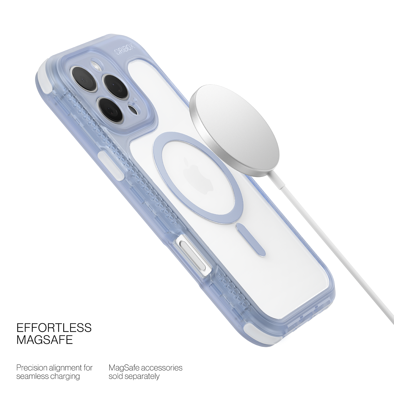 ORIbox Seralyn Series for iPhone 16 Pro Max Case - MagSafe Compatible, Triple-Layer Shockproof Protection, Crystal-Clear Back with Elegant Matte Frame(6.9", Frosted Azure)
