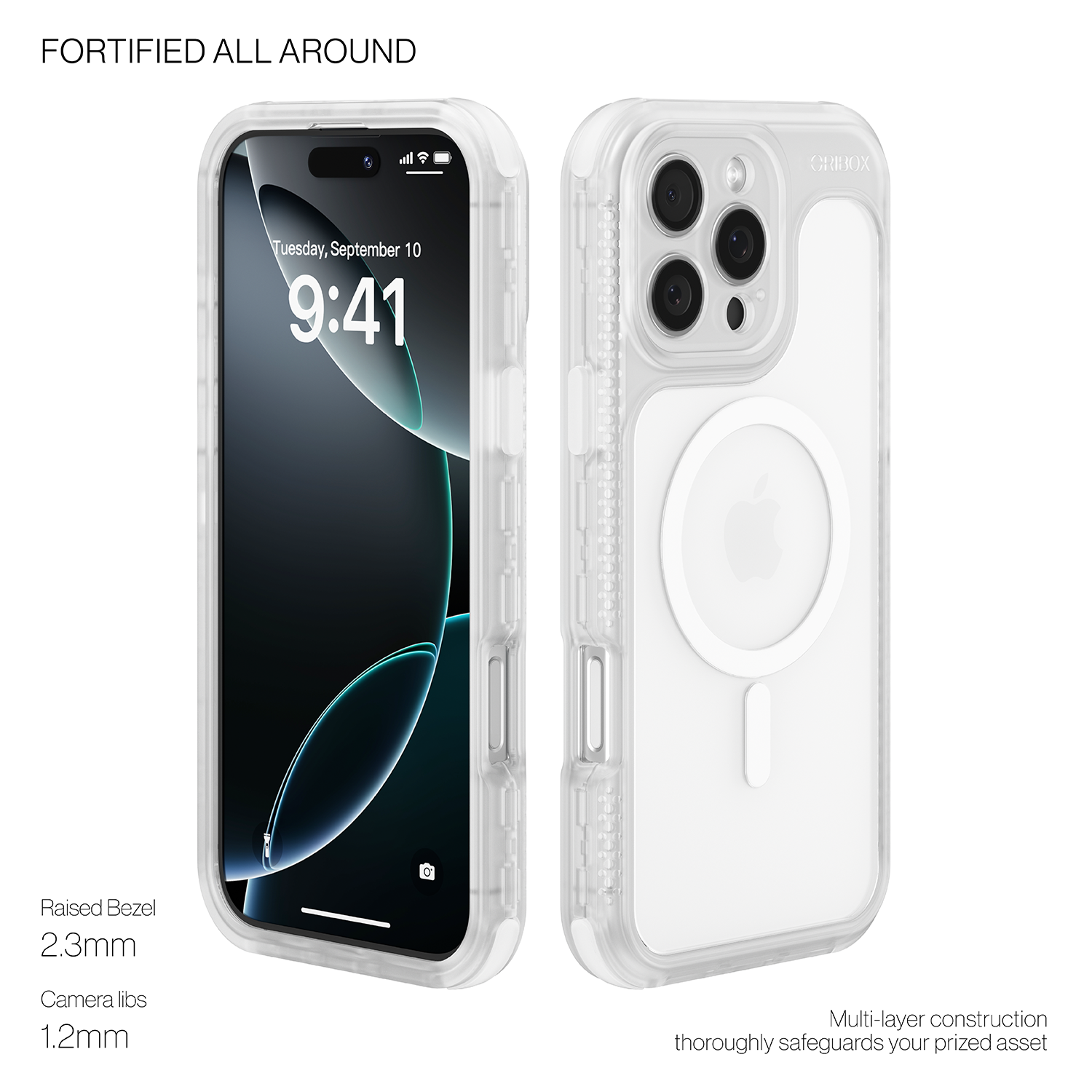 ORIbox Seralyn Series for iPhone 16 Pro Max Case - MagSafe Compatible, Triple-Layer Shockproof Protection, Crystal-Clear Back with Elegant Matte Frame(6.9", Lucent Clarity)