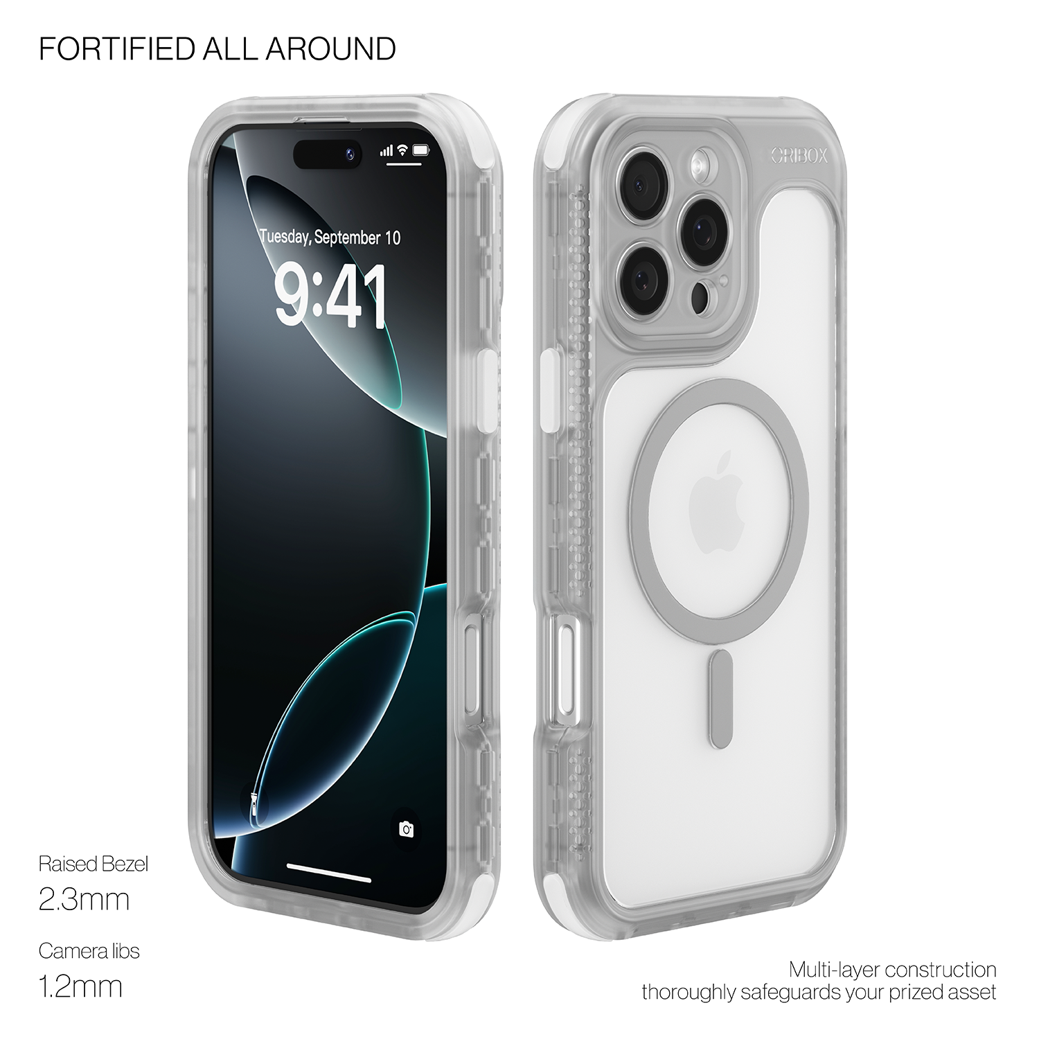 ORIbox Seralyn Series for iPhone 16 Pro Max Case - MagSafe Compatible, Triple-Layer Shockproof Protection, Crystal-Clear Back with Elegant Matte Frame(6.9", Urban Smoke)